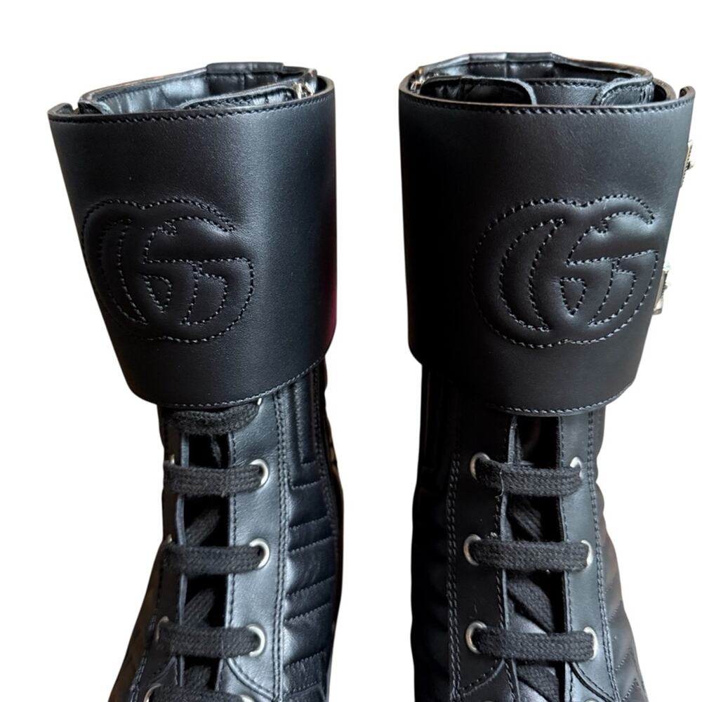 Gucci Frances GG  Quilted Leather Matelasse Platform Combat Boots EU 37 US 7 - Picture 4 of 16